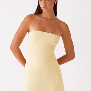Peppermayo Strapless Pale Yellow Tube Dress